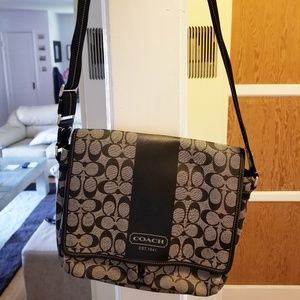 Coach Leather Messenger Bag Monogram Style